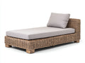 Bain de soleil - Rotin-Textile-Bois - 190 x 90 x 70 cm - Naturel-Gris clair - Style naturel contemporain