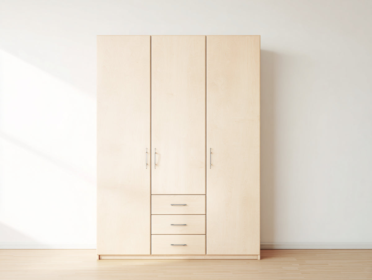 Armoire - Panneaux de bois - Métal - 150 x 55 x 200 cm - Bois clair - Style moderne