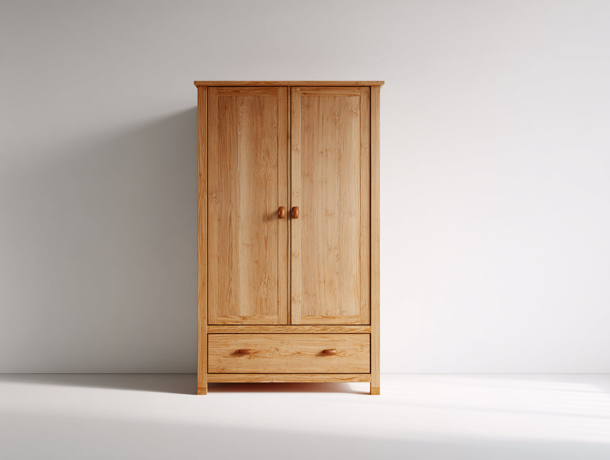 Armoire - Bois - 100 x 55 x 190 cm - Bois clair - Style classique