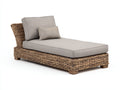 Bain de soleil - Fibre tressée-Bois-Textile - 190 x 85 x 80 cm - Marron naturel-Grège - Style naturel
