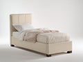 Lit simple - Similicuir - Bois - 213 x 106 x 110 cm - Beige clair-Marron foncé - Style moderne