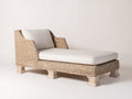 Bain de soleil - Fibre tressée-Bois-Textile - 200 x 90 x 85 cm - Beige naturel-Crème - Style naturel