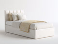 Lit simple - Similicuir - 213 x 106 x 100 cm - Blanc cassé - Style moderne