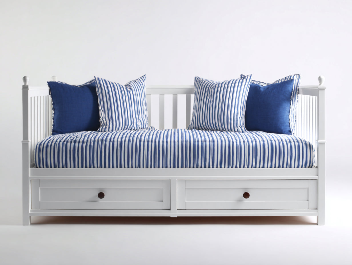 Canapé lit - Bois-Textile - 225 x 100 x 90 cm - Blanc - Style classique