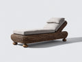 Bain de soleil - Fibre tressée-Bois-Textile - 195 x 75 x 80 cm - Marron-Gris clair - Style classique