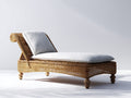 Bain de soleil - Fibre tressée-Bois-Textile - 190 x 75 x 82 cm - Marron naturel-Gris clair - Style classique