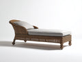 Bain de soleil - Fibre tressée-Bois-Textile - 195 x 78 x 84 cm - Marron naturel-Gris clair - Style classique
