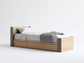 Lit simple - Bois d'ingénierie - 210 x 100 x 85 cm - Chêne clair-Gris foncé - Style moderne avec rangement