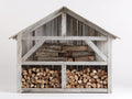 Abri à bûches - Bois - 170 x 60 x 155 cm - Gris - Style rustique à toit à double pente