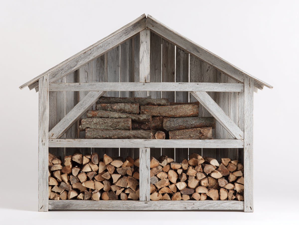 Abri à bûches - Bois - 170 x 60 x 155 cm - Gris - Style rustique à toit à double pente