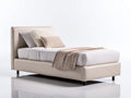 Lit simple - Similicuir - Métal - 213 x 106 x 99 cm - Beige clair-Noir - Style moderne