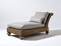 Bain de soleil - Fibre tressée-Bois-Textile - 185 x 90 x 88 cm - Marron-Gris clair - Style naturel classique