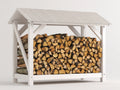 Abri à bûches - Bois - 160 x 65 x 145 cm - Blanc - Style ouvert avec toit à double pente