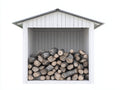 Abri à bûches - Bois - 140 x 65 x 165 cm - Blanc-Gris - Style fermé à toit à double pente