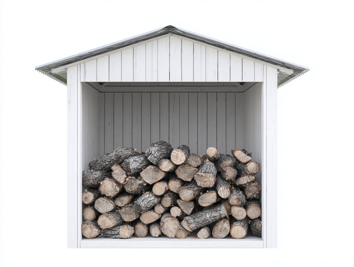 Abri à bûches - Bois - 140 x 65 x 165 cm - Blanc-Gris - Style fermé à toit à double pente
