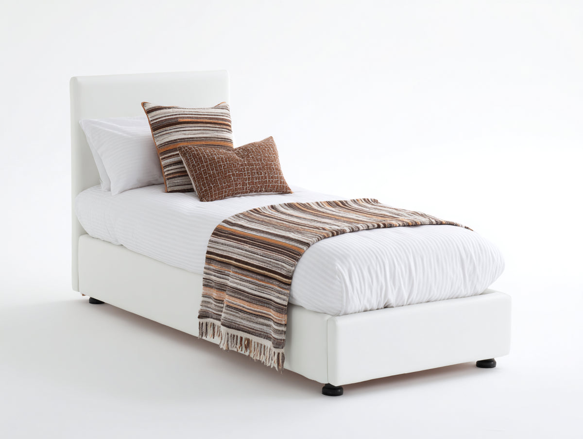 Lit simple - Similicuir - 212 x 104 x 96 cm - Blanc - Style minimaliste