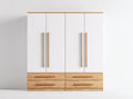 Armoire - Bois - 200 x 60 x 210 cm - Blanc-Bois clair - Style moderne
