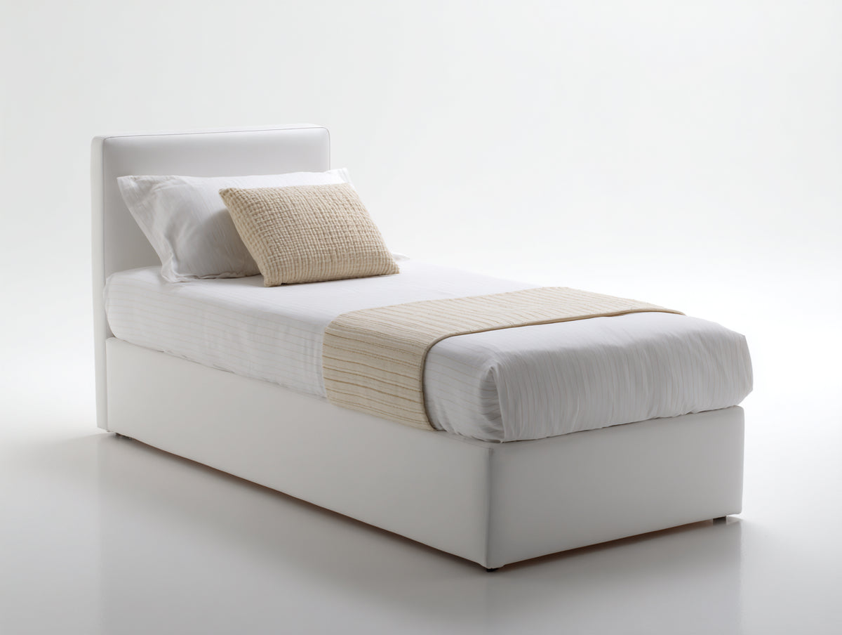 Lit simple - Similicuir - 212 x 105 x 98 cm - Blanc - Style minimaliste
