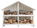 Abri à bûches - Bois - 160 x 60 x 150 cm - Blanc - Style rustique à toit à double pente