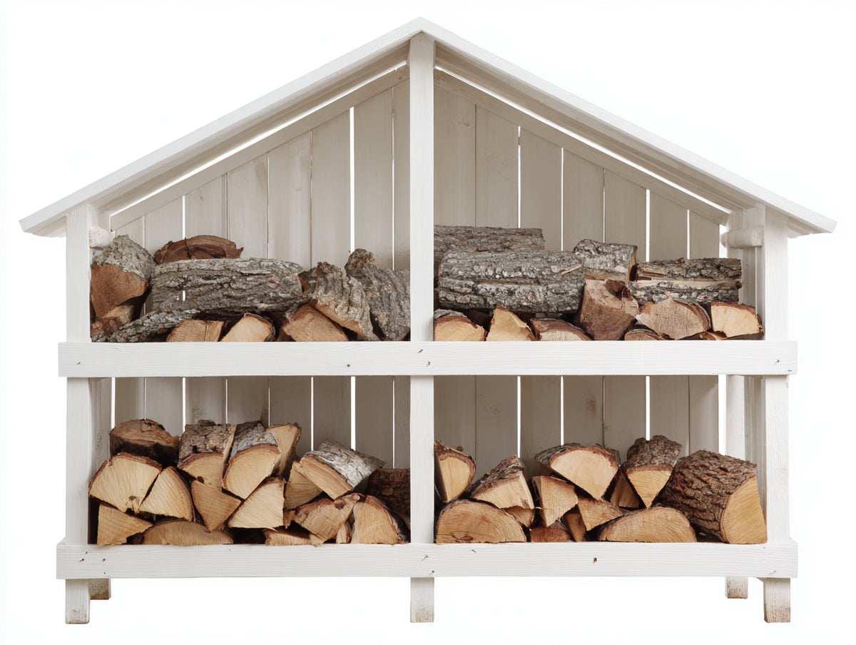 Abri à bûches - Bois - 160 x 60 x 150 cm - Blanc - Style rustique à toit à double pente