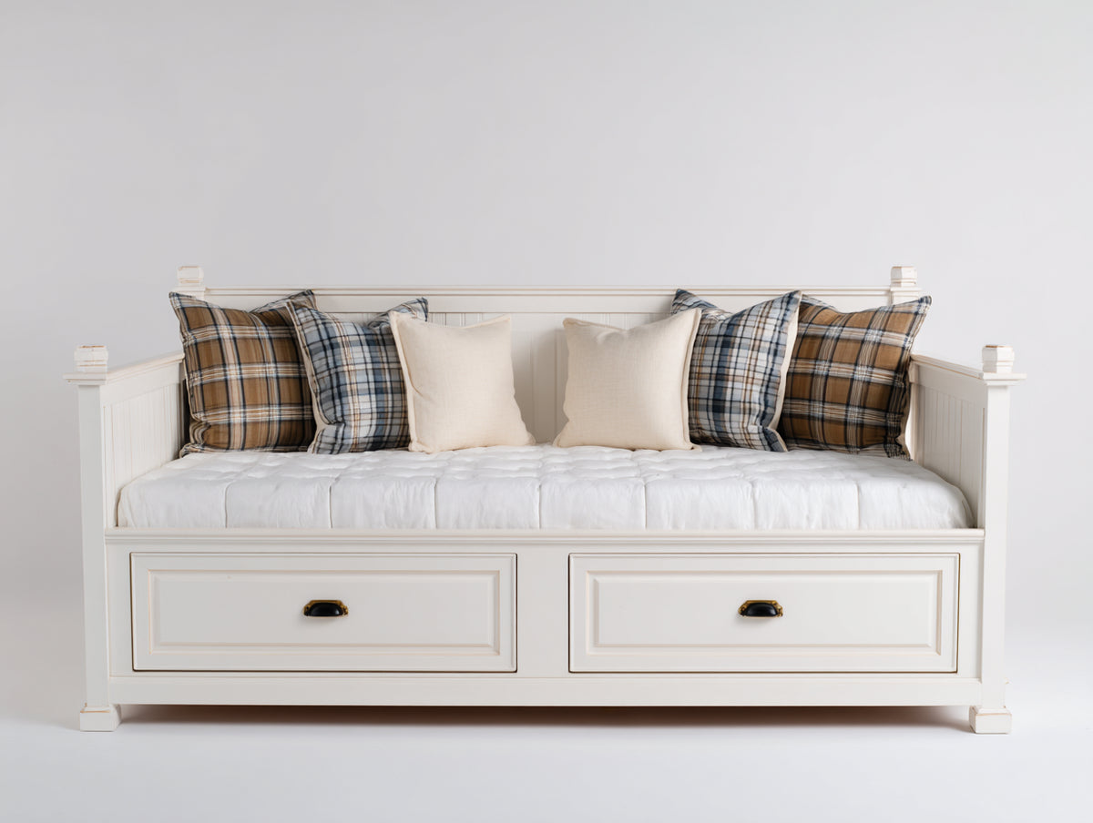 Canapé lit - Bois-Textile - 225 x 105 x 92 cm - Blanc - Style classique